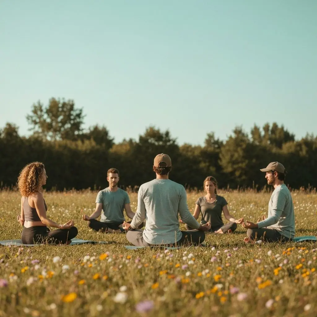 Peaceful meditation and mindfulness practice in natural setting